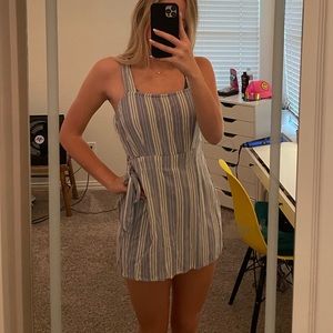 Blue and White Stripped Romper Dress